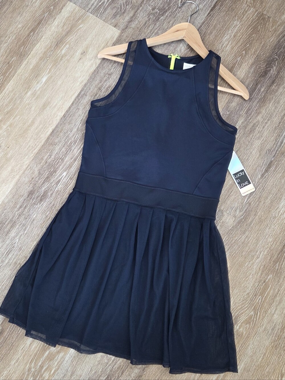 Lucky in Love Navy Blue Athletic Tennis Dress NWT Pleated Tennisprep Neon Zip-up - Picture 2 of 14